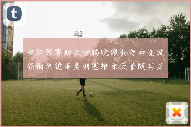世欧预赛助攻榜揭晓佩剑与加克波领衔厄德高奥利塞维尔茨紧随其后